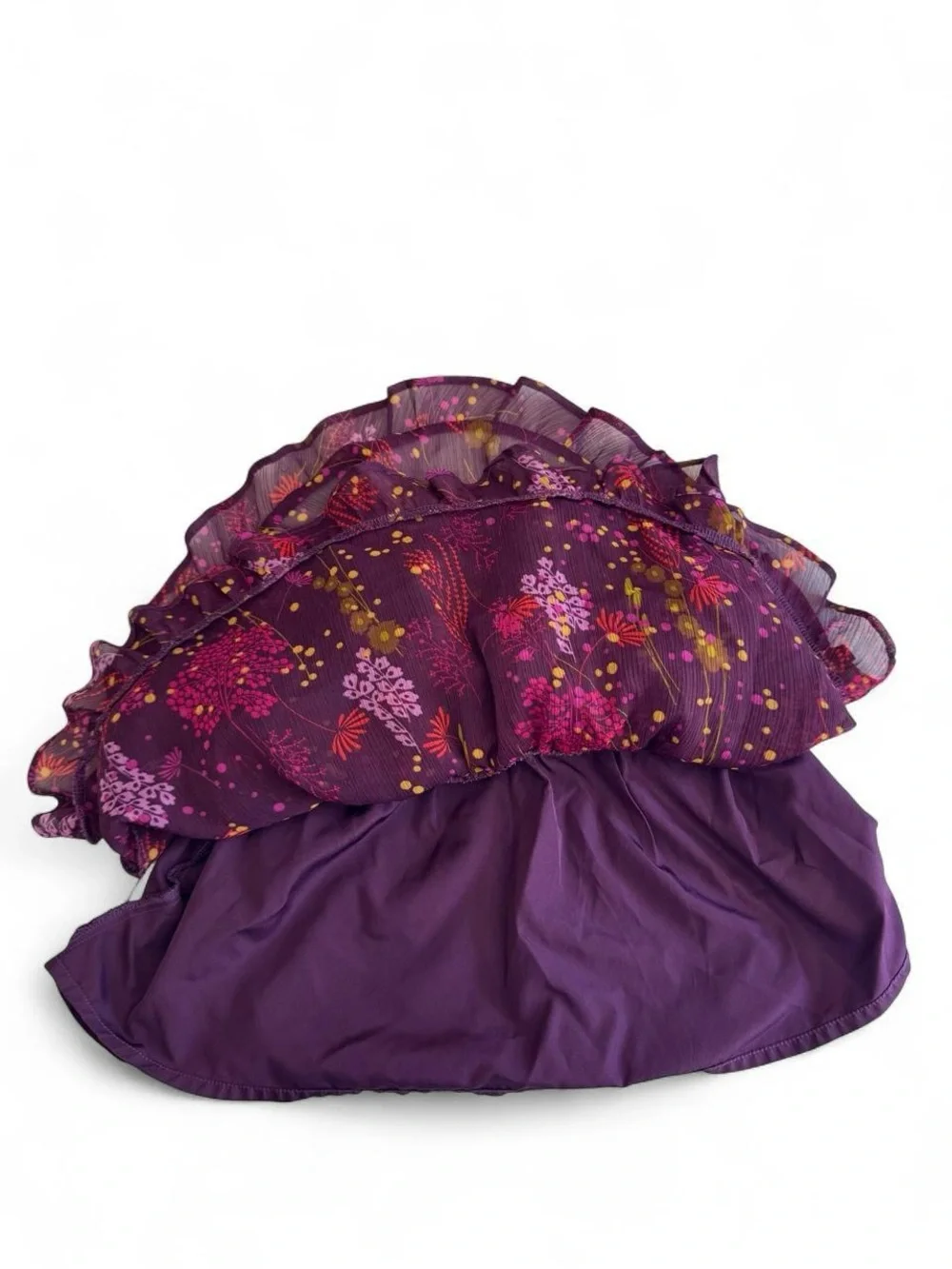 Gap Kids Girls Purple Floral Tiered Ruffle Skirt XS 4-5 Chiffon Y2K